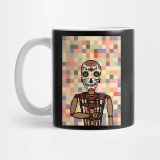 Puppet Master's Pixel Art - Mexican Character with Painted Eyes and Wood Pixel Item Mug
